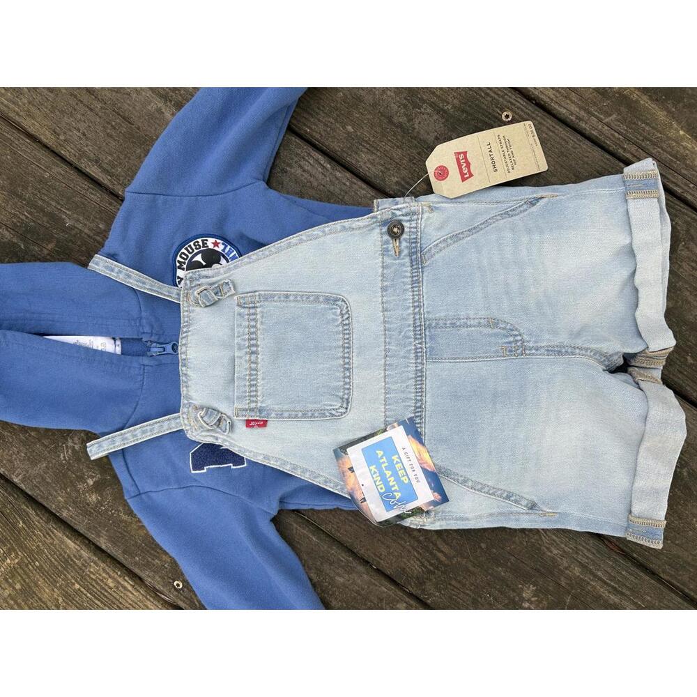 👼Levi's baby girl's  4T denim shortall in a light wash NWT- BUNDLE & SAVE! 🧸🪆 - Picture 5 of 9